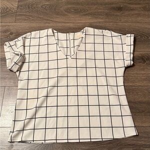 MELLODAY White Grid Blouse